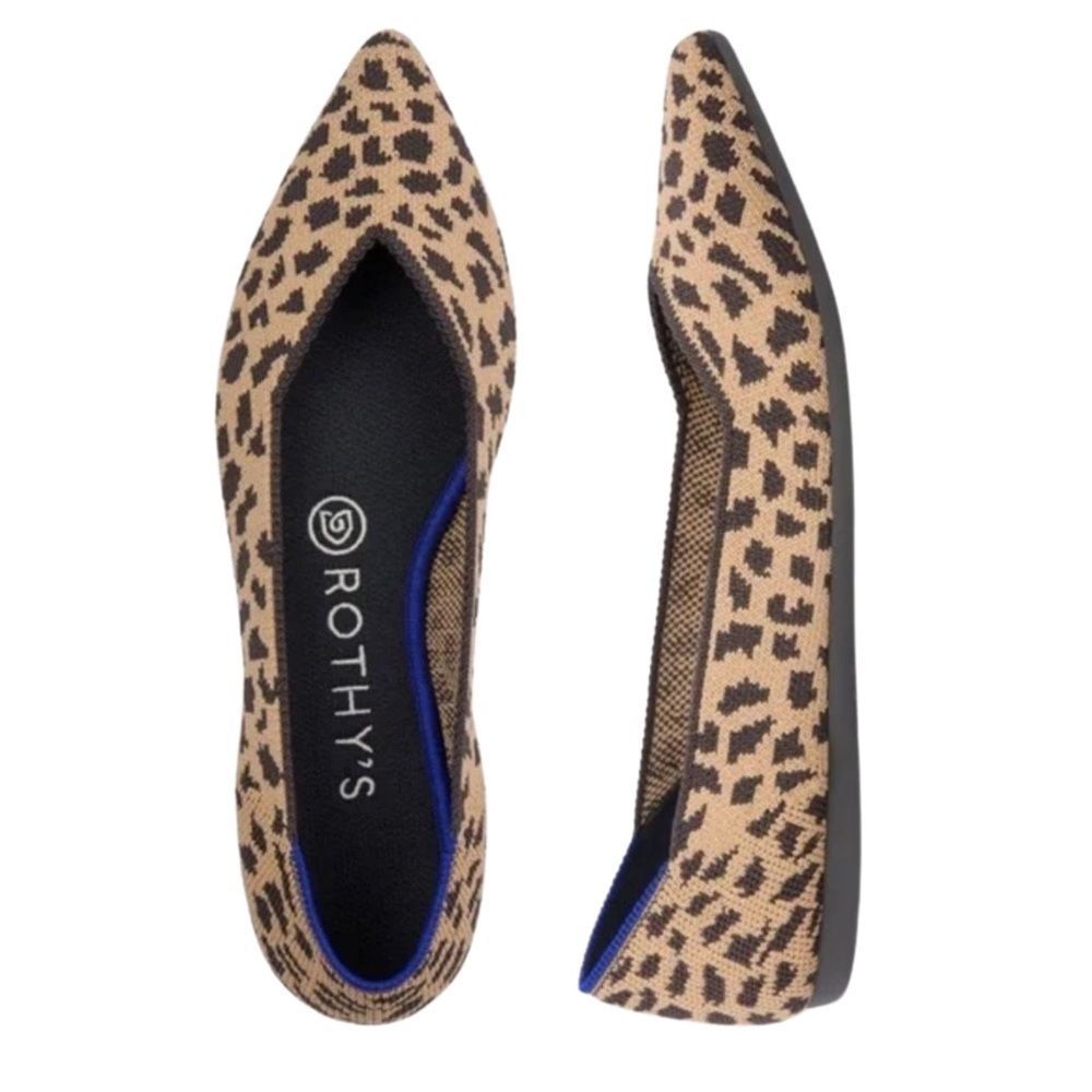Rothy's Leopard Print Pointed Toe Flats in Tan and Black…lightly used